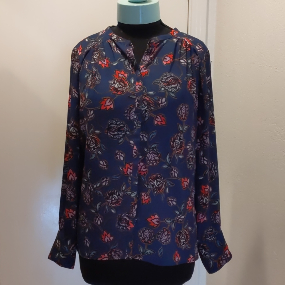 Paisley button front blouse